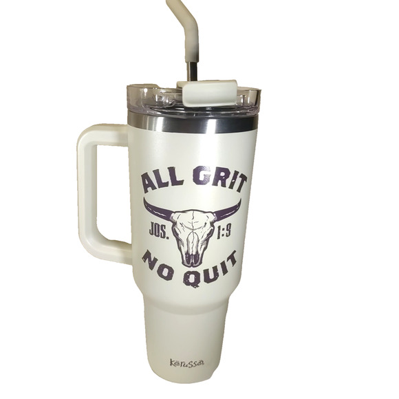 Kerusso 40 Ounce Travel Mugs Stainless Steel Lot Of 3 Blue Tan Gray Religious - Picture 3 of 10